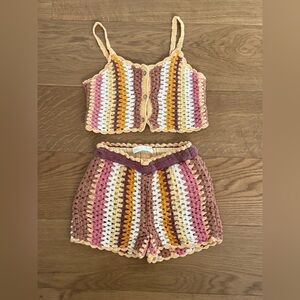 Zara Girls Crochet Tank & Bottoms Set - Multicolor